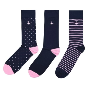 Jack Wills Alandale Multipack Patterned Socks 3 Pack - Navy/Pink