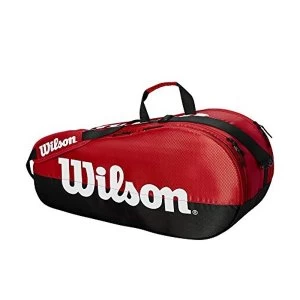 Wilson Tennis Racquet Bag, Team, 2 Compartments, Up to 6 Racquets, Red/Black/White, WRZ857909