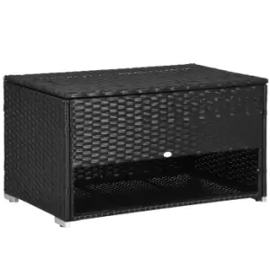 Outsunny Rattan Garden Storage Box, Outdoor PE Wicker Deck Doxes w/ Shoe Layer for Indoor, Outdoor, Spa, Black