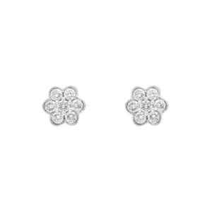 18ct White Gold 0.47ct Diamond Flower Cluster Stud Earrings
