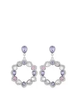 Mood Silver Lavender And Crystal Forward Facing Drop Earrings, Silver, Women