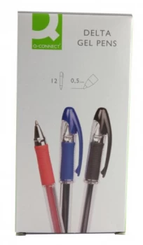 Q Connect Delta Gel Pen Black - 12 Pack