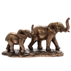 Bronzed Elephant & Calf Figurine By Lesser & Pavey