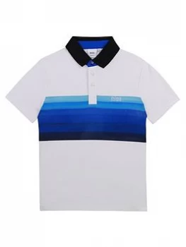 Hugo Boss Short Sleeve Colour Block Polo Shirt White Size 12 Years Boys