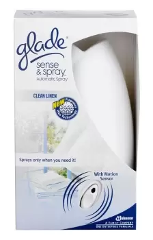 Glade Sense and Spray Automatic Unit with Refill Clean Linen 18ml - wilko