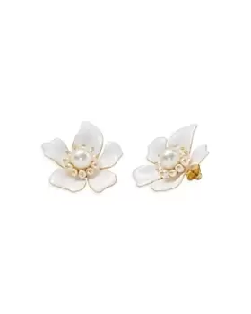 kate spade new york Flora Imitation & Freshwater Pearl Flower Statement Earrings in Gold Tone