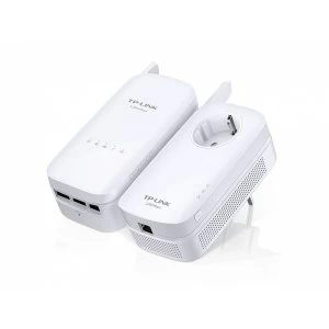 TP LINK AV1200 1200Mbits Ethernet LAN Wi Fi White 2pcs PowerLine Network Adapter UK Plug