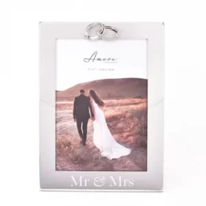 Amore 2 Tone Silver Frame with Rings Icon "Mr & Mrs" 5" x 7"