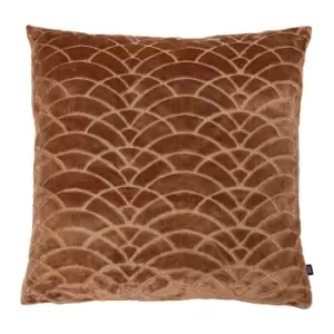 Dinari Graphic Cut Velvet Cushion Terracotta/Sunset, Terracotta/Sunset / 50 x 50cm / Polyester Filled