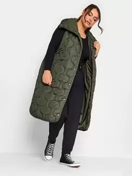 Yours Funnel Neck Onion Gilet Olive, Green, Size 34-36, Women