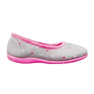 Sleepers Womens/Ladies Isla Dotted Ballerina Memory Foam Slippers (6 UK) (Grey/Fuchsia)