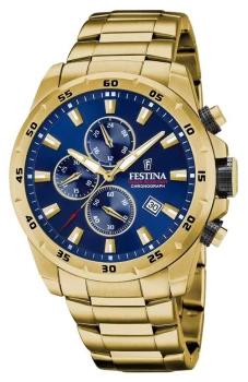 Festina F20541/2 Mens Chronograph Blue Dial Gold PVD Watch
