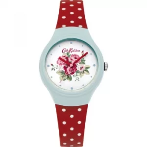 Ladies Cath Kidston Spray Flowers Red Polka Dot Silicone Strap Watch