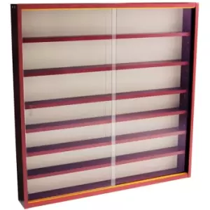 Watsons - reveal - 6 Shelf Glass Wall Collectors Display Cabinet - Mahogany - Mahogany