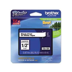 Brother P-touch TZE231 12mm Gloss Tape Black on White