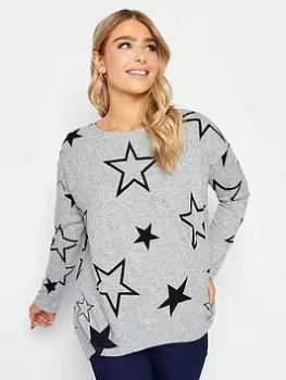 M&Co Grey Star Jumper, Grey, Size 12, Women