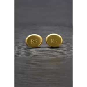 Personalised Matte Finish Brushed Gold Oval Cufflinks