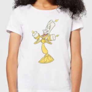 Disney Beauty And The Beast Lumiere Distressed Womens T-Shirt - White - L