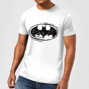 DC Comics Batman Sketch Logo T-Shirt in White - 4XL