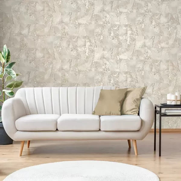 Fine Decor Savona Marble Tile Wallpaper, Natural