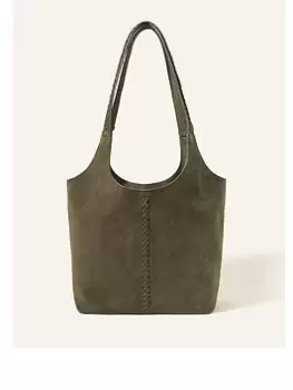 Accessorize Suede Shoulder Bag, Green, Women