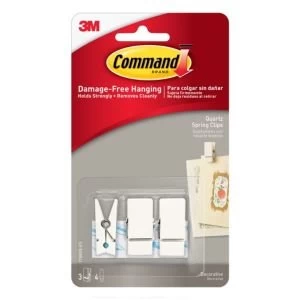 Command Quartz Plastic Spring clip Pack of 3