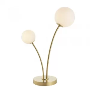 Complete Table Lamp Satin Brass Plate, Opal Glass