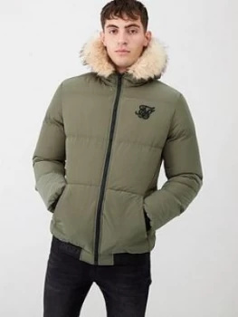 SikSilk Distance Padded Jacket - Khaki, Size L, Men