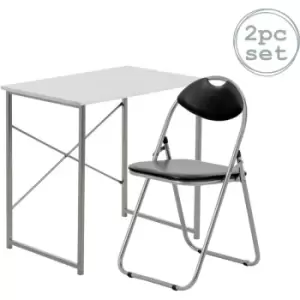 Harbour Housewares - Industrial Office Desk & Chair Set - White/Black