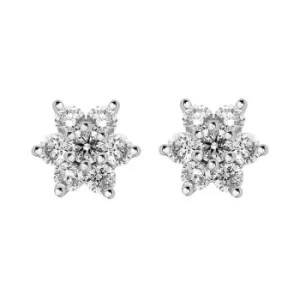 18ct White and Yellow Gold Diamond Cluster Stud Earrings