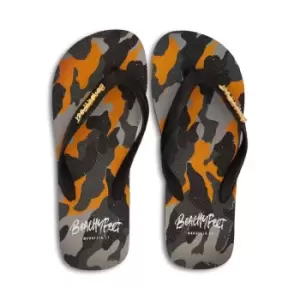 BeachyFeet Mens Decadente Flip Flops (11 UK-12 UK) (Black/Orange/Grey)
