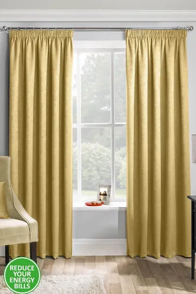 Enhanced Living Matrix - Tape Top Thermal Noise reducing Dim Out Curtains Yellow
