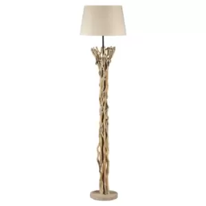 Agar Floor Lamp With Tapered Shade, Natural Wood