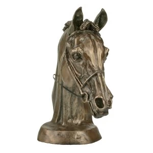 Horse Racing Eventers Head by Harriet Glen Cold Cast Bronze Sculpture 16cm