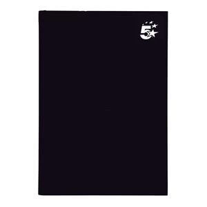 5 Star A4 Notebook Casebound Hard Cover Ruled Black Pack of 5