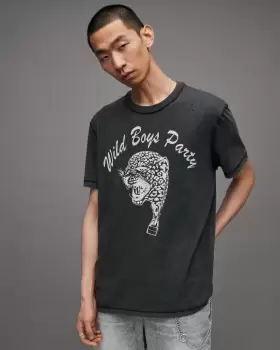 AllSaints Wild Boys Reverse Print Crew T-Shirt