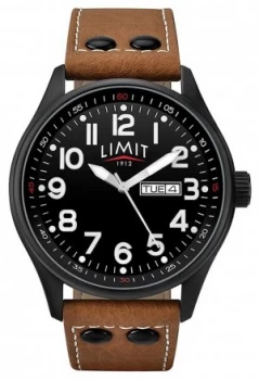 Limit Mens Brown Leather Strap Black Dial 5492.01 Watch