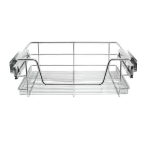 KuKoo 5 x Kitchen Pull Out Soft Close Baskets, 500mm Wide Cabinet, Slide Out Wire Storage Drawers - Silver