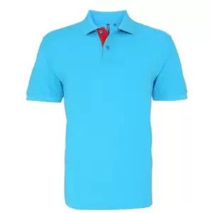 Asquith & Fox Mens Classic Fit Contrast Polo Shirt (L) (Turquoise/ Red)