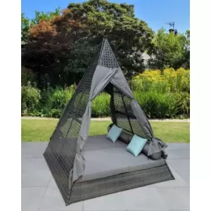 Tipi Teepee Day Bed Sun Lounger Outdoor Garden Shade Grey - Signature Weave