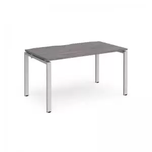 Adapt single desk 1400mm x 800mm - silver frame and grey oak top