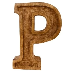 Letter P Hand Carved Wooden Embossed