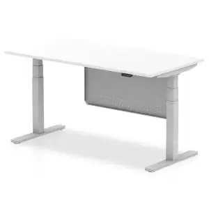 Air 1600 x 800mm Height Adjustable Desk White Top Silver Leg With