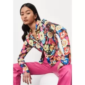 Missguided Aa Slinky Floral Shirt - Multi