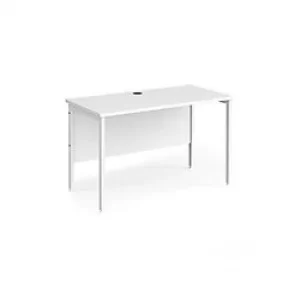 Rectangular Straight Desk White Wood H-Frame Legs White Maestro 25 1200 x 600 x 725mm