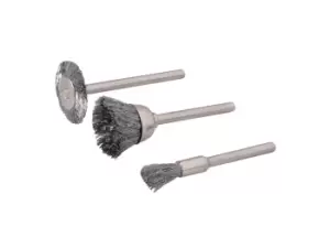 Silverline 580466 Rotary Tool Steel Wire Brush Set 3pce 5/15/20mm