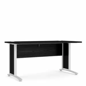 Prima Desk with White Legs 150cm, black