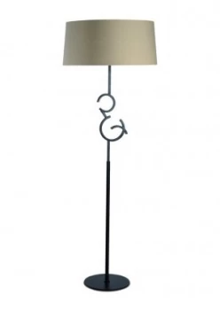 Floor Lamp 4 Light E27 with Taupe Shade Brown Oxide