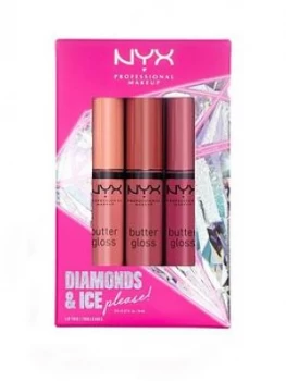 Nyx Professional Makeup Diamonds & Ice Please Butter Gloss Lip Gloss Trio Pink Nudes 01