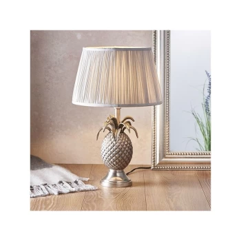 Endon Lighting Pineapple & Freya - Table Lamp Pewter Plate & Silver Silk 1 Light IP20 - E27